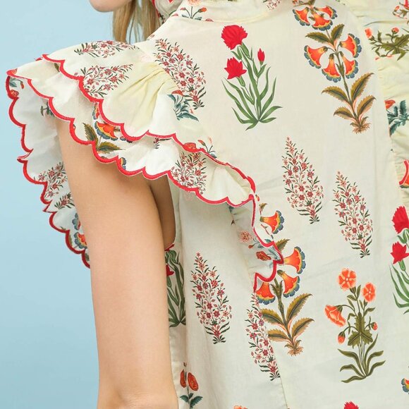 Umgee Block Floral Print Top - Picture 5 of 5